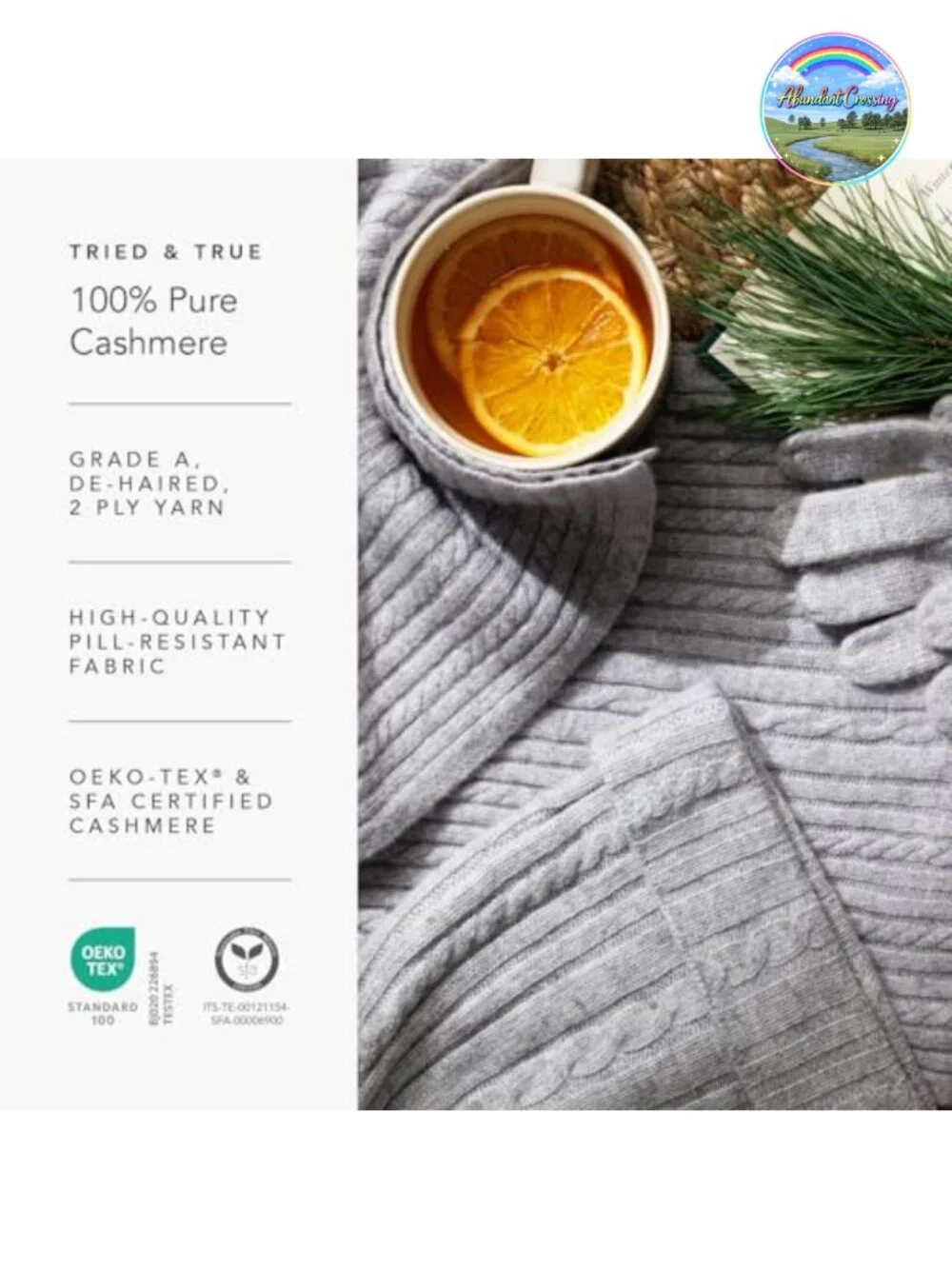 100% Pure Cashmere Cable Knit Hat, Super Soft Cuffed Beanie